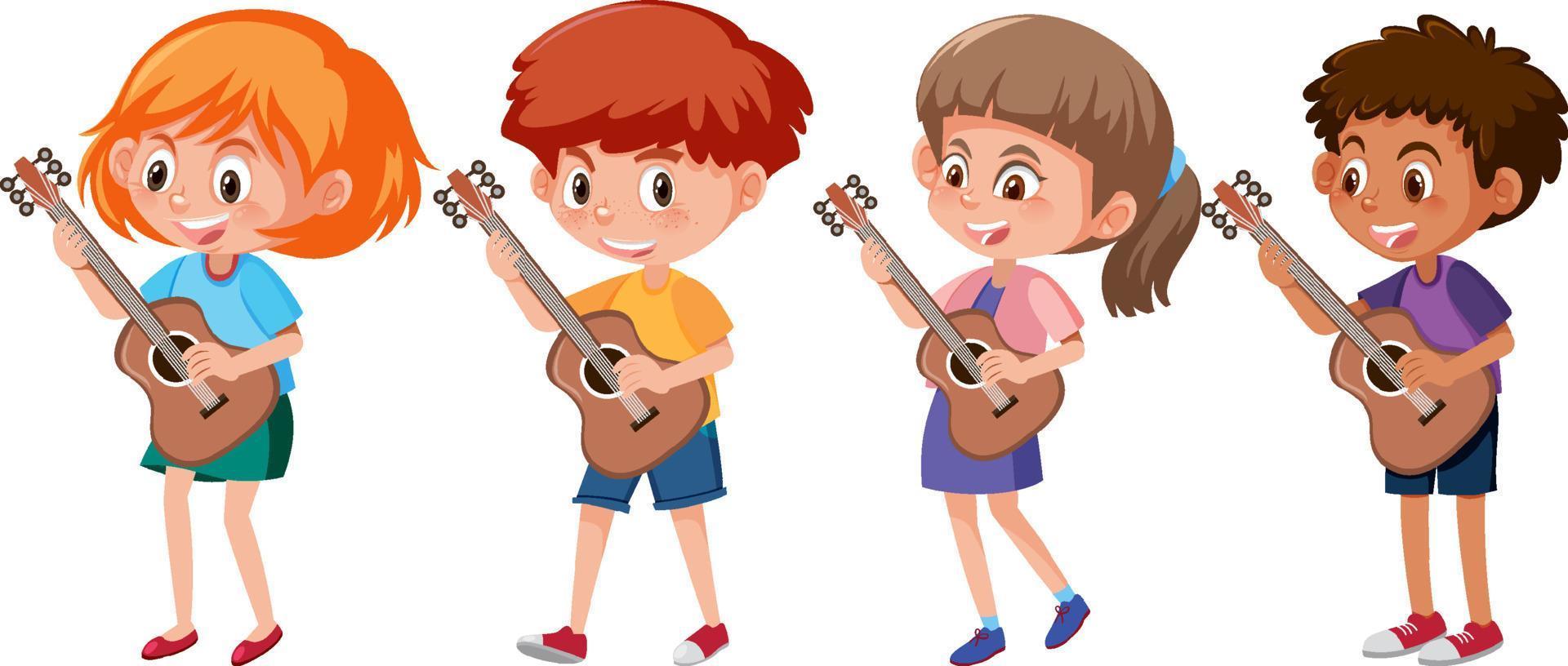 concepto de banda de música infantil en diseño de dibujos animados vector