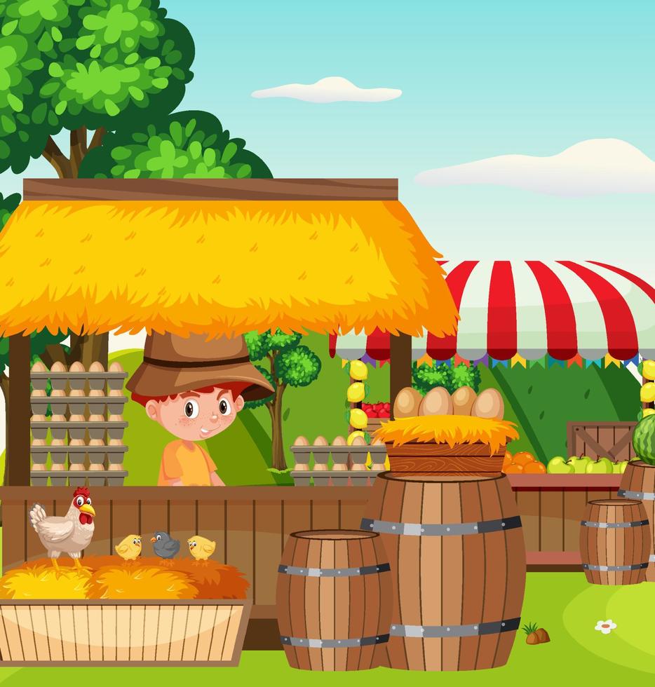 Market stall concept with egg shop stall vector