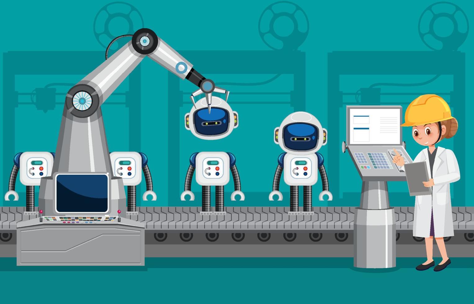 concepto de industria de automatización de robots vector