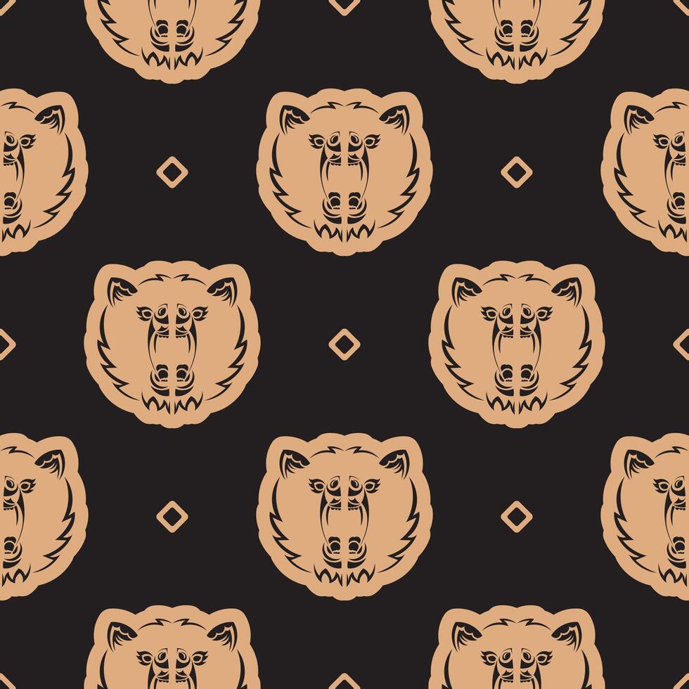 Seamless pattern with BEAR FACE in Simple style. Good for clothing and textiles. vector