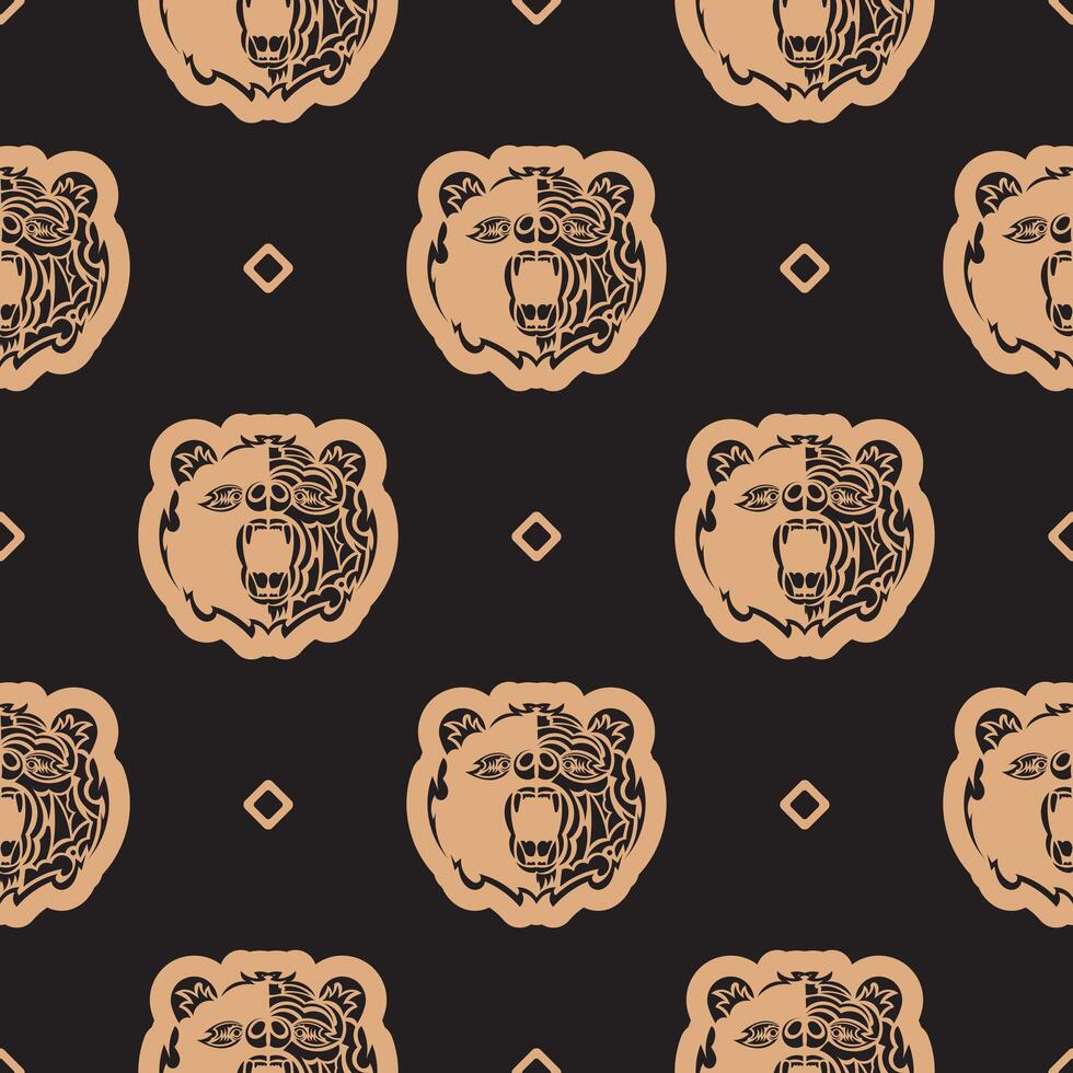 Seamless pattern with BEAR FACE in Simple style. Good for backgrounds and prints. illustration. vector