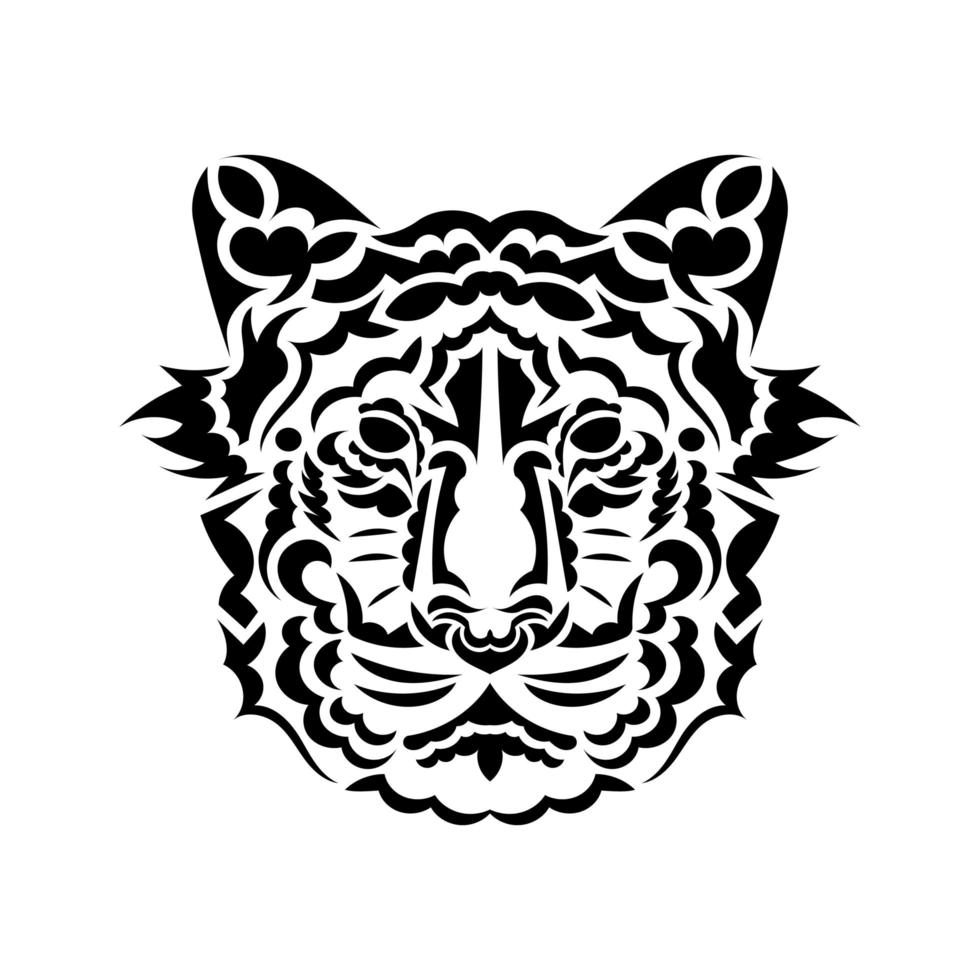 Tiger face tattoo on white background. Vector illustration.