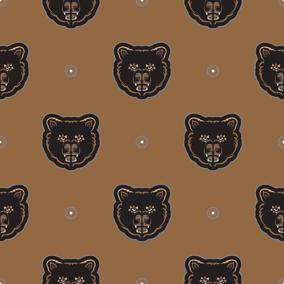 Seamless pattern with BEAR FACE in Simple style. Good for covers, fabrics, postcards and printing. illustration. vector