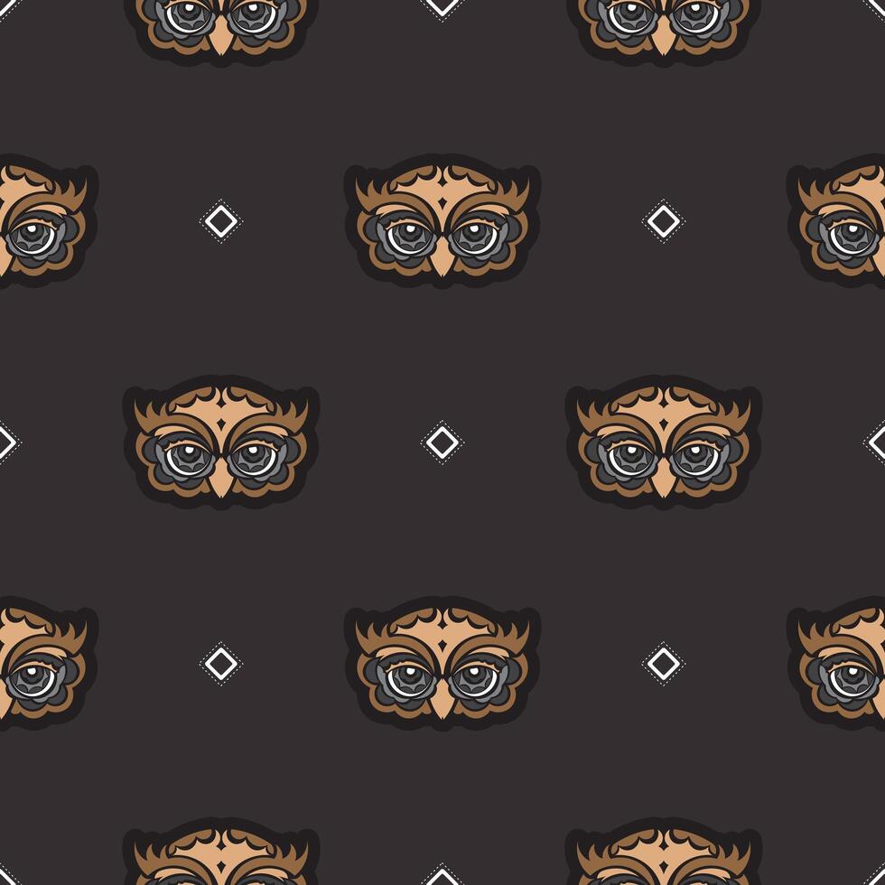 Seamless pattern with owls in boho style. Suitable for backgrounds and prints. vector
