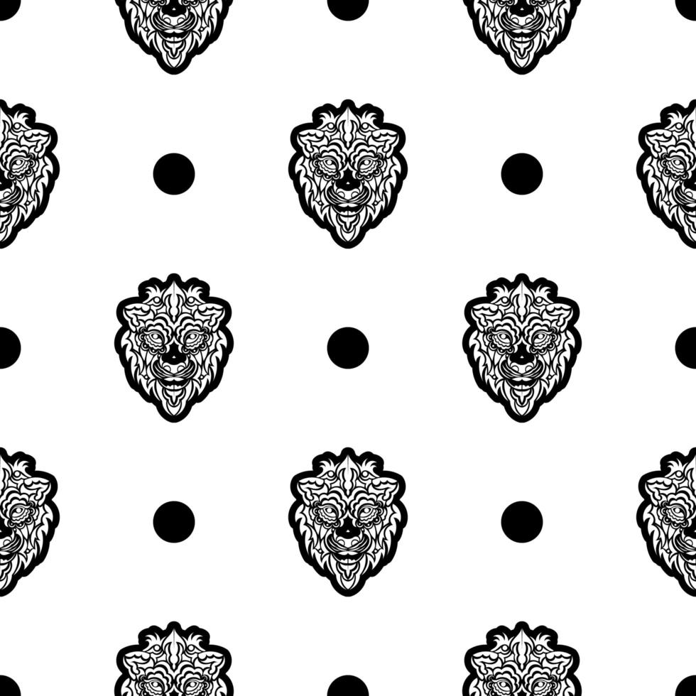 Lion face seamless pattern. Good for clothing and textiles. Vector