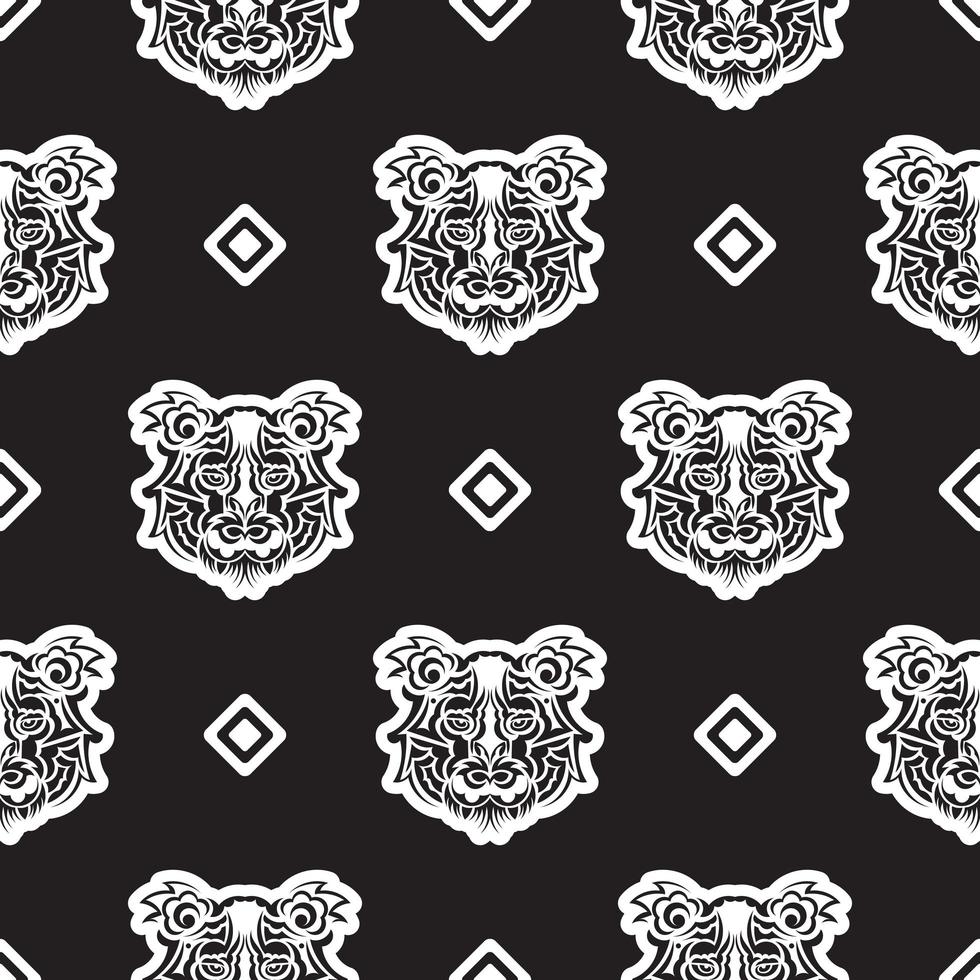 cara de tigre de patrones sin fisuras en estilo maorí. cara de tigre boho. Bueno para ropa y textiles. vector