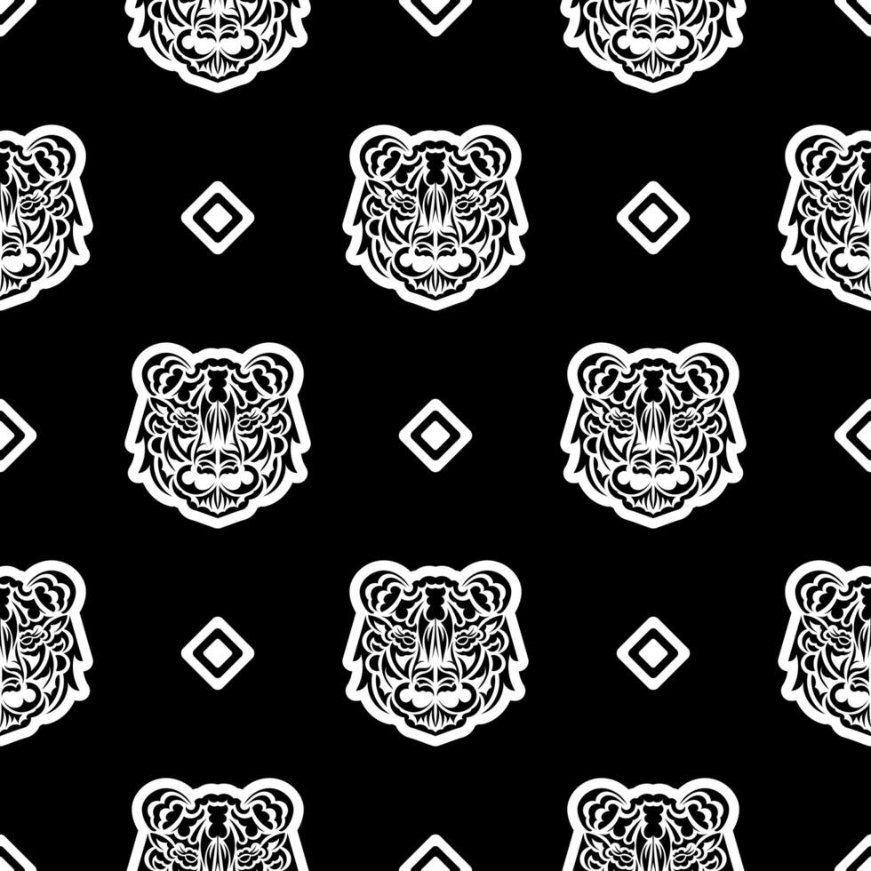 cara de tigre de patrones sin fisuras en estilo samoa. cara de tigre boho. Bueno para ropa y textiles. ilustración vectorial vector