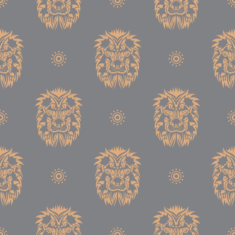 Seamless pattern with a tiger head in a simple style. Good covers, fabrics and printing. Vector
