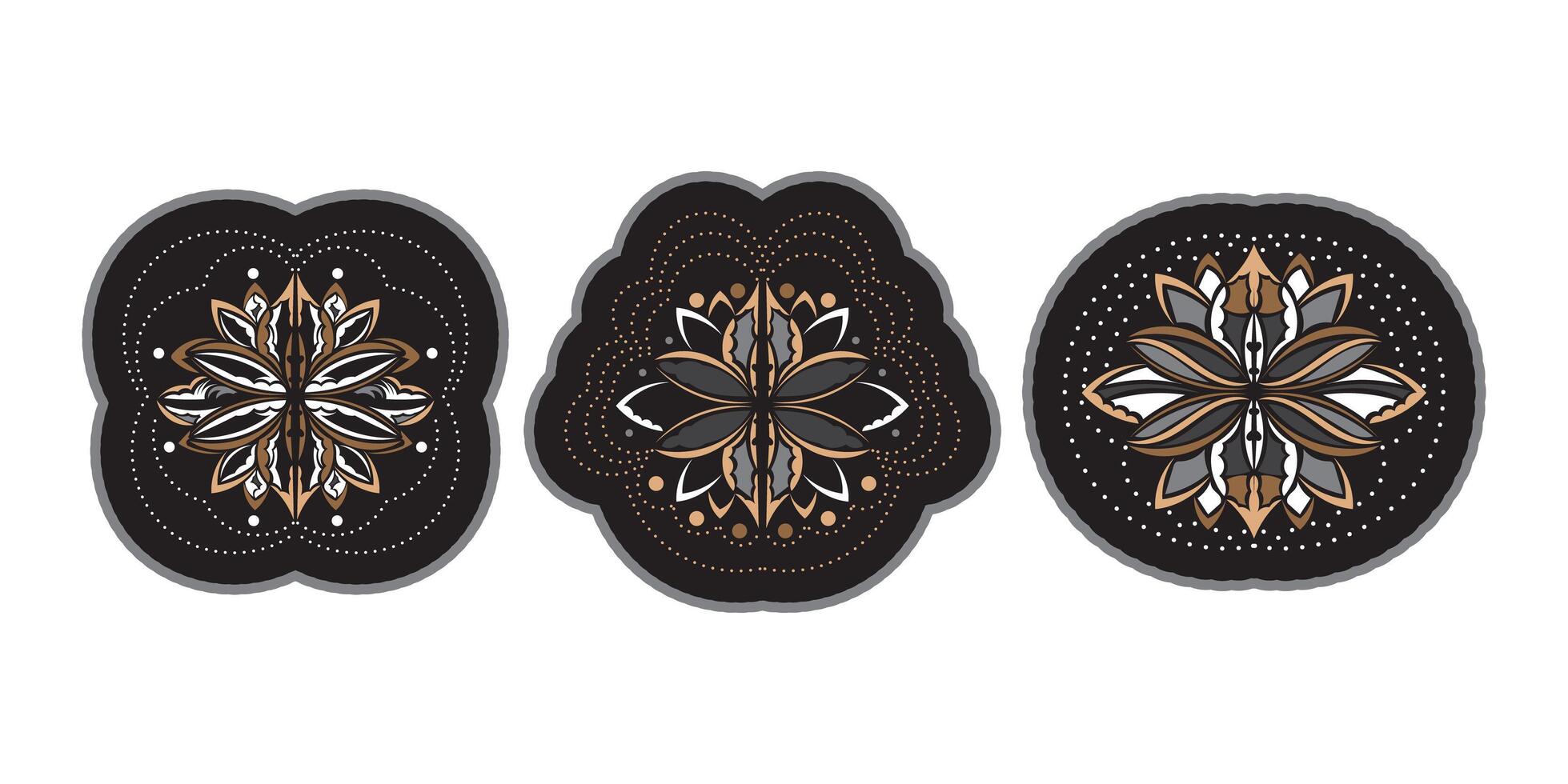 Set of lotus pattern in Simple style. Color Print. Isolated. Vector