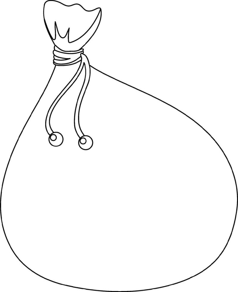 Santa bag doodle outline for colouring vector