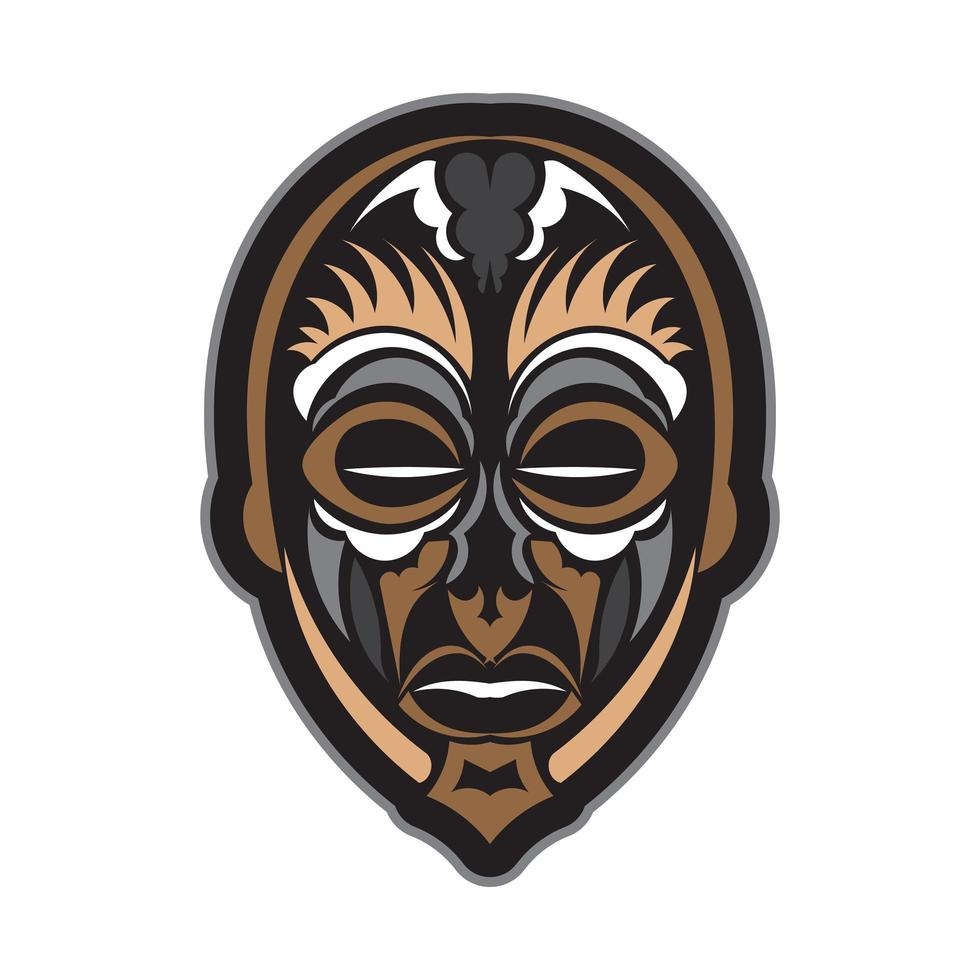 Tiki mask on a white background. Good for t-shirt prints, cups, phone cases and tattoos. Isolated. Vector