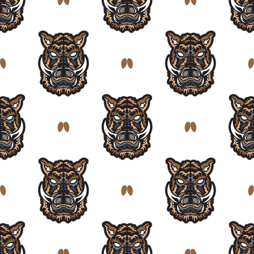 Seamless pattern with boar head. Good for prints, t-shirts, cups and phone cases. Vetkor. vector