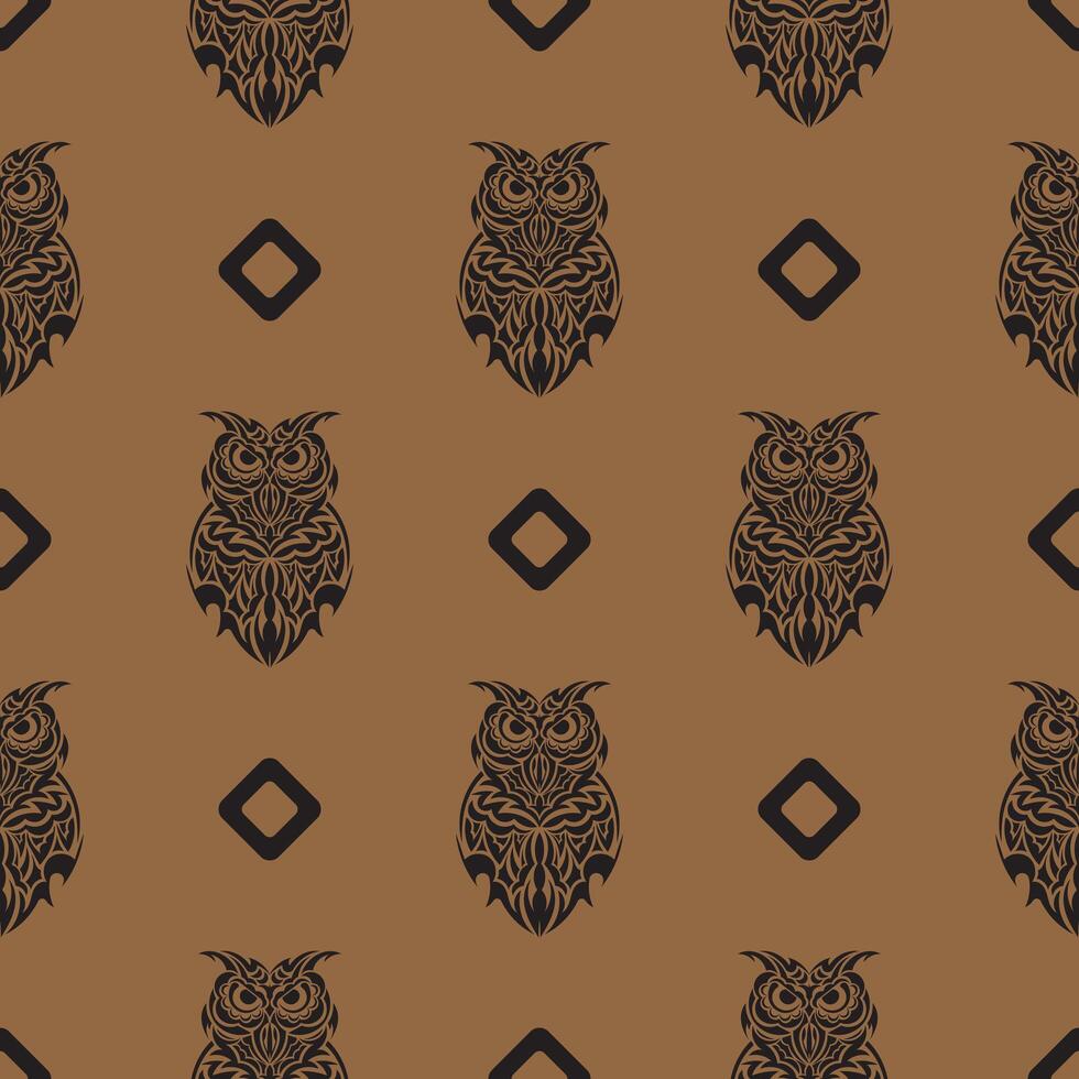 Seamless pattern with owls. Vector