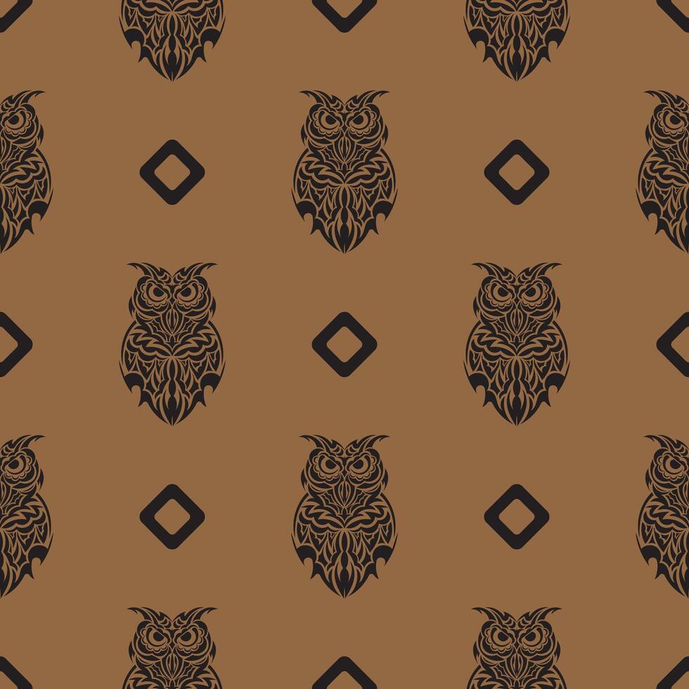 Seamless pattern with owls. Vector