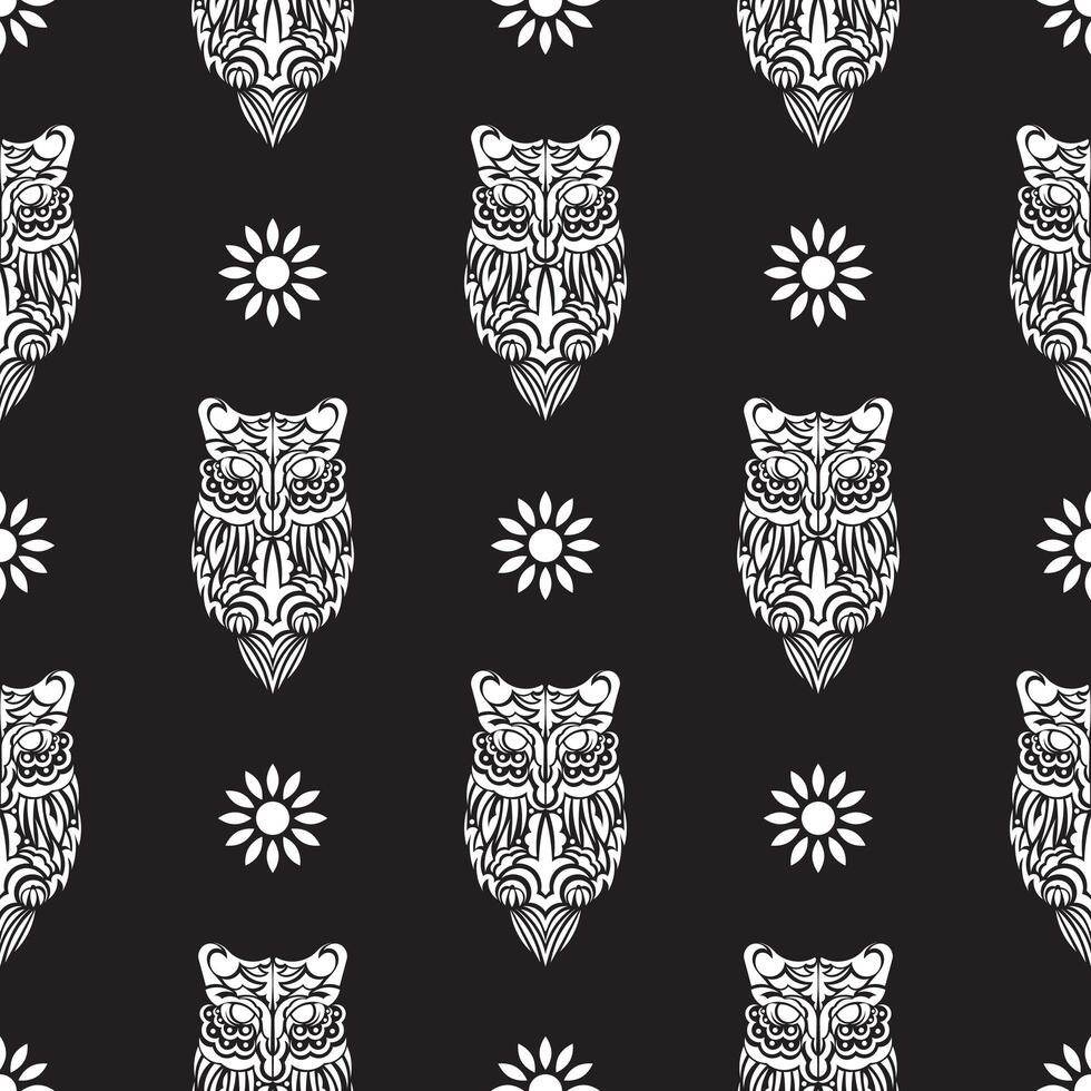 Simple owl seamless pattern in boho style. Good for backgrounds and prints. Vector illustration.