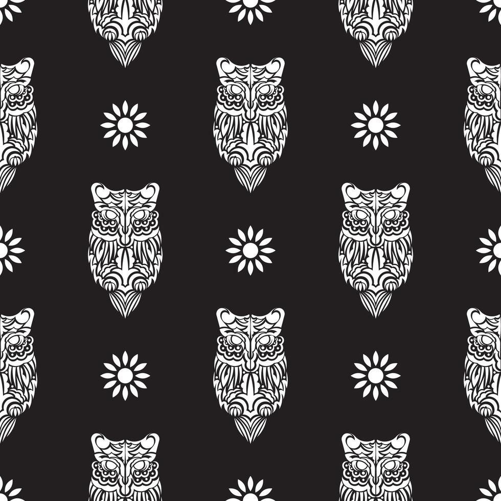 Simple owl seamless pattern in boho style. Good for backgrounds and prints. Vector illustration.