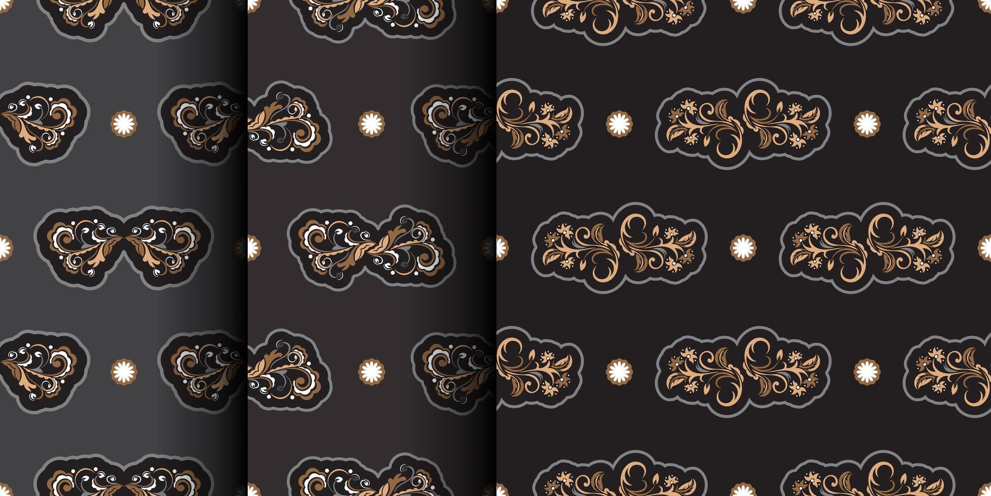 Set of Seamless presentable pattern with flowers and monograms in Simple style. Good for clothing and textiles. vector