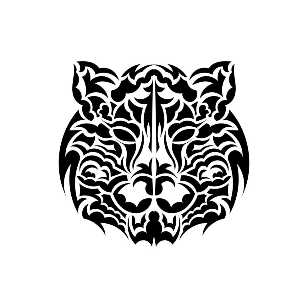Tiger tattoo in boho style. Polynesian style tiger face. Isolated. Vector
