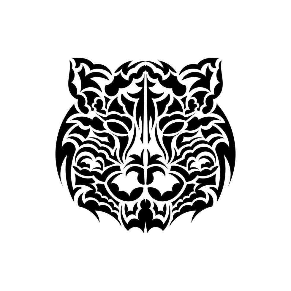 Tiger tattoo in boho style. Polynesian style tiger face. Isolated. Vector