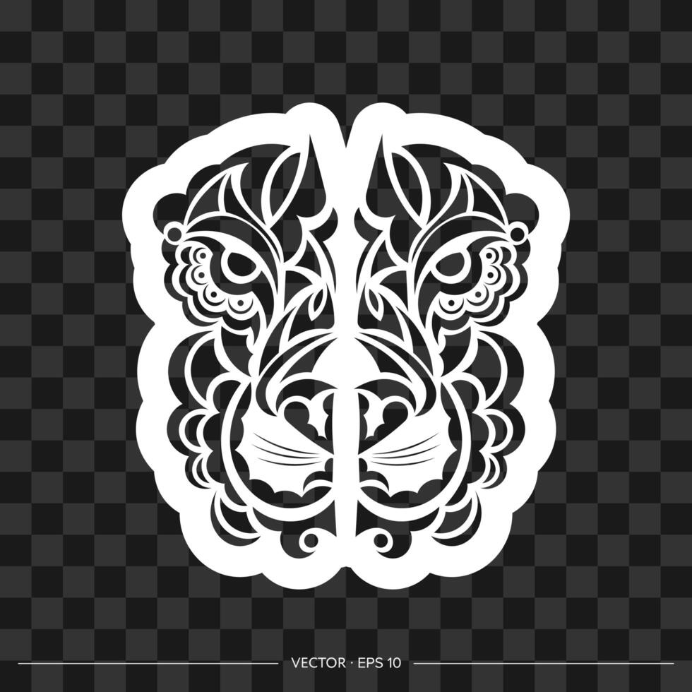 A tiger head in the style of tribal art vector