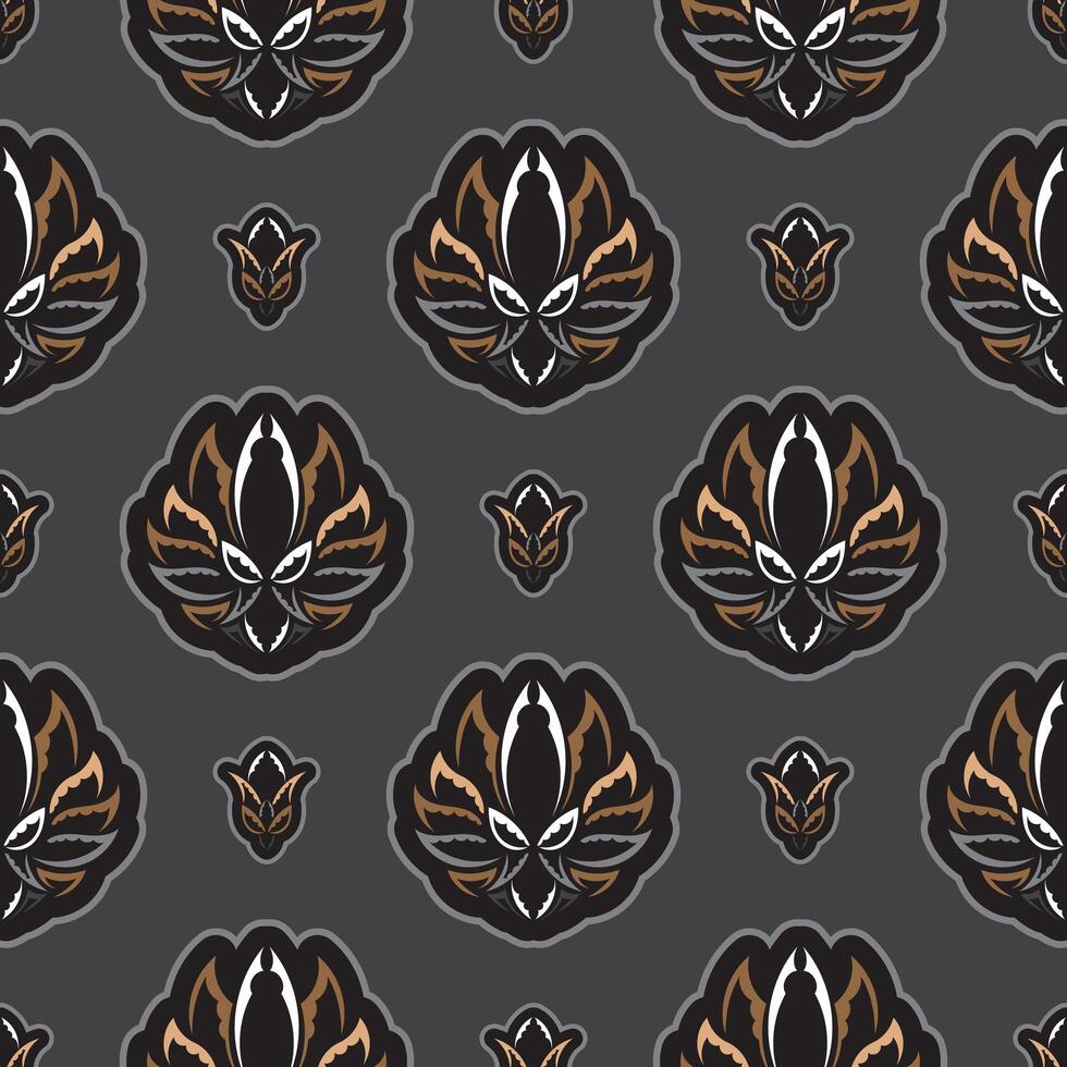 Seamless pattern with lotuses. Expensive and luxurious style. Good for menus, postcards, books, wallpaper and fabric. Vector