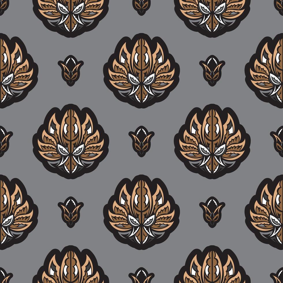 Seamless pattern with lotuses. Expensive and luxurious style. Good for menus, postcards, wallpaper and fabric. Vector illustration.