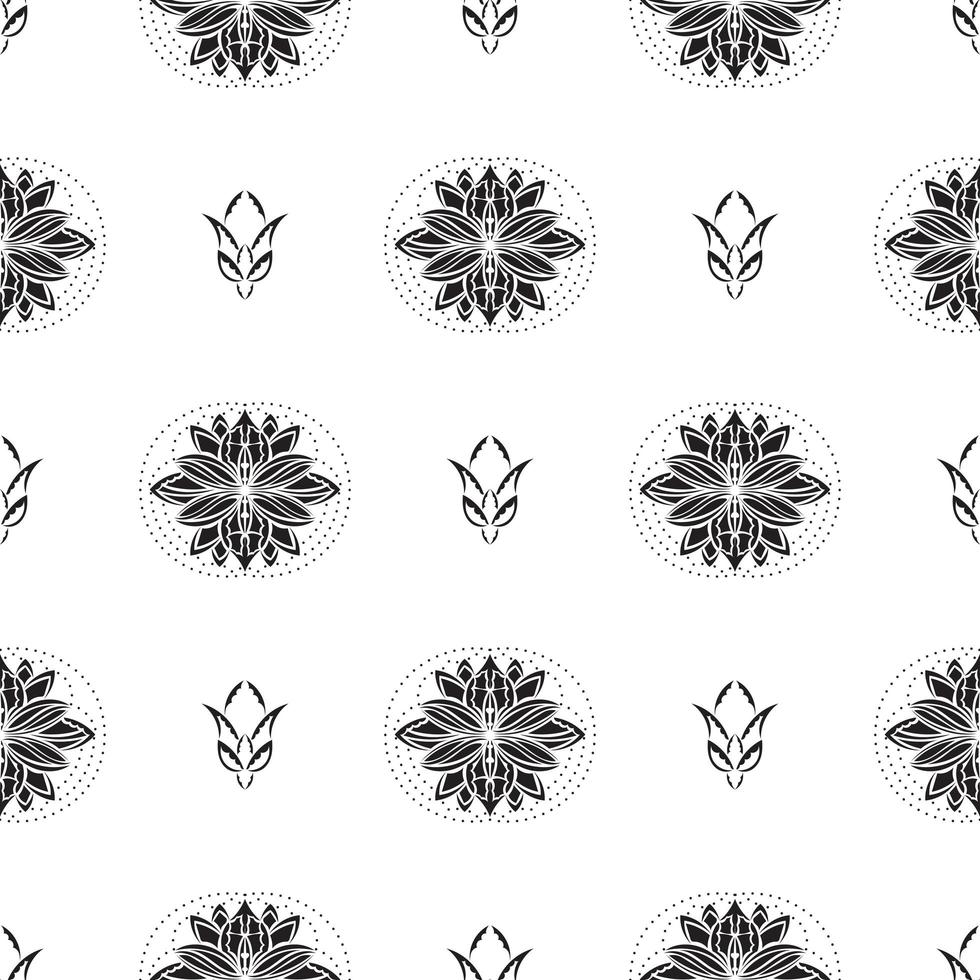 Seamless pattern with lotuses in simple style. Good for clothing and textiles. Vector illustration.