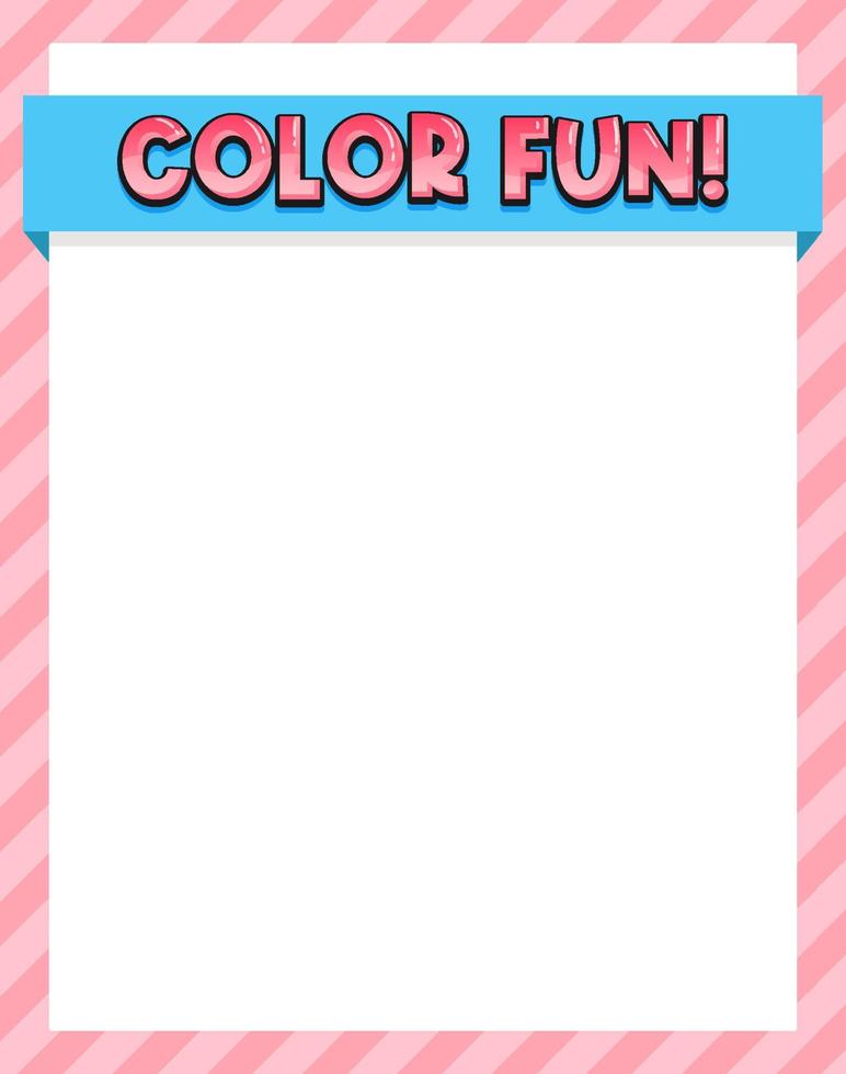 Cute blank pink color border for worksheet vector