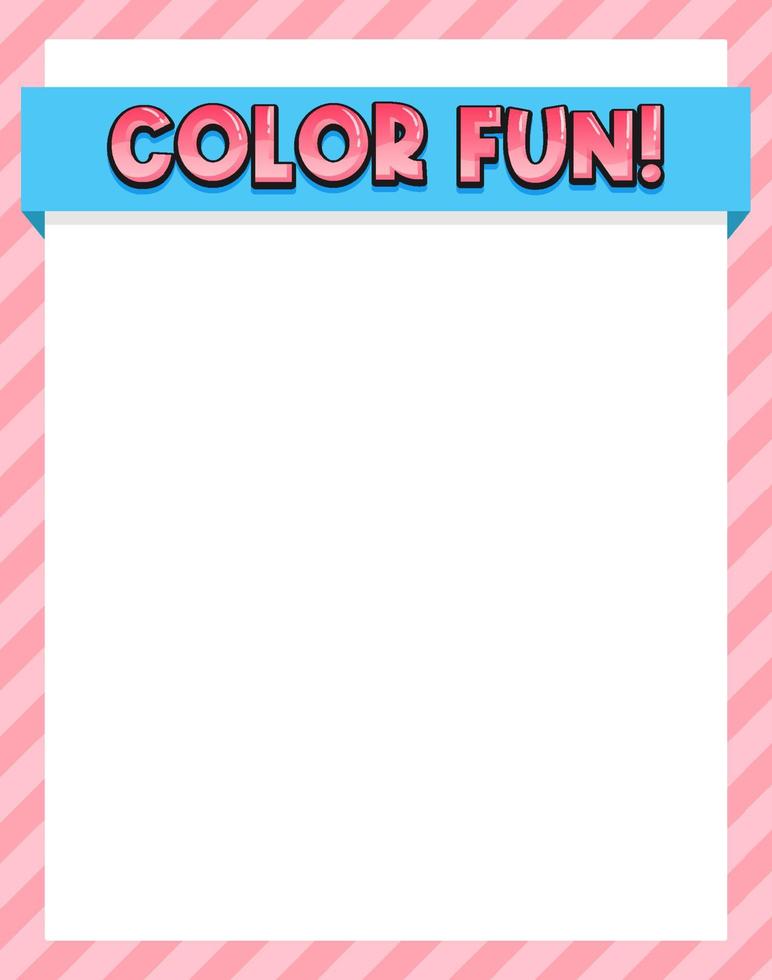 Cute blank pink color border for worksheet vector