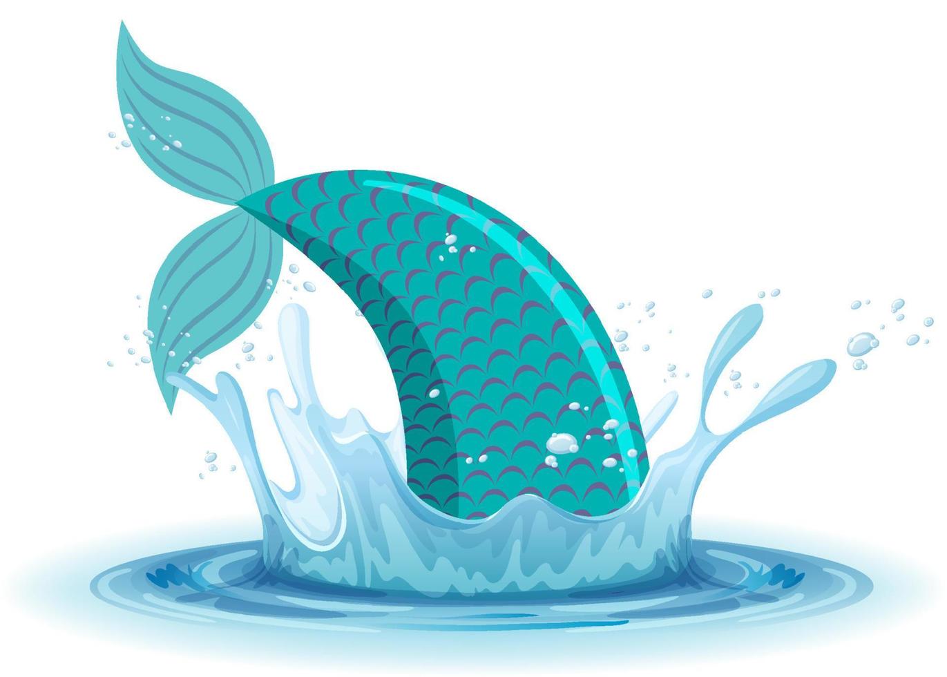 A water splash with mermaid tail on white background vector