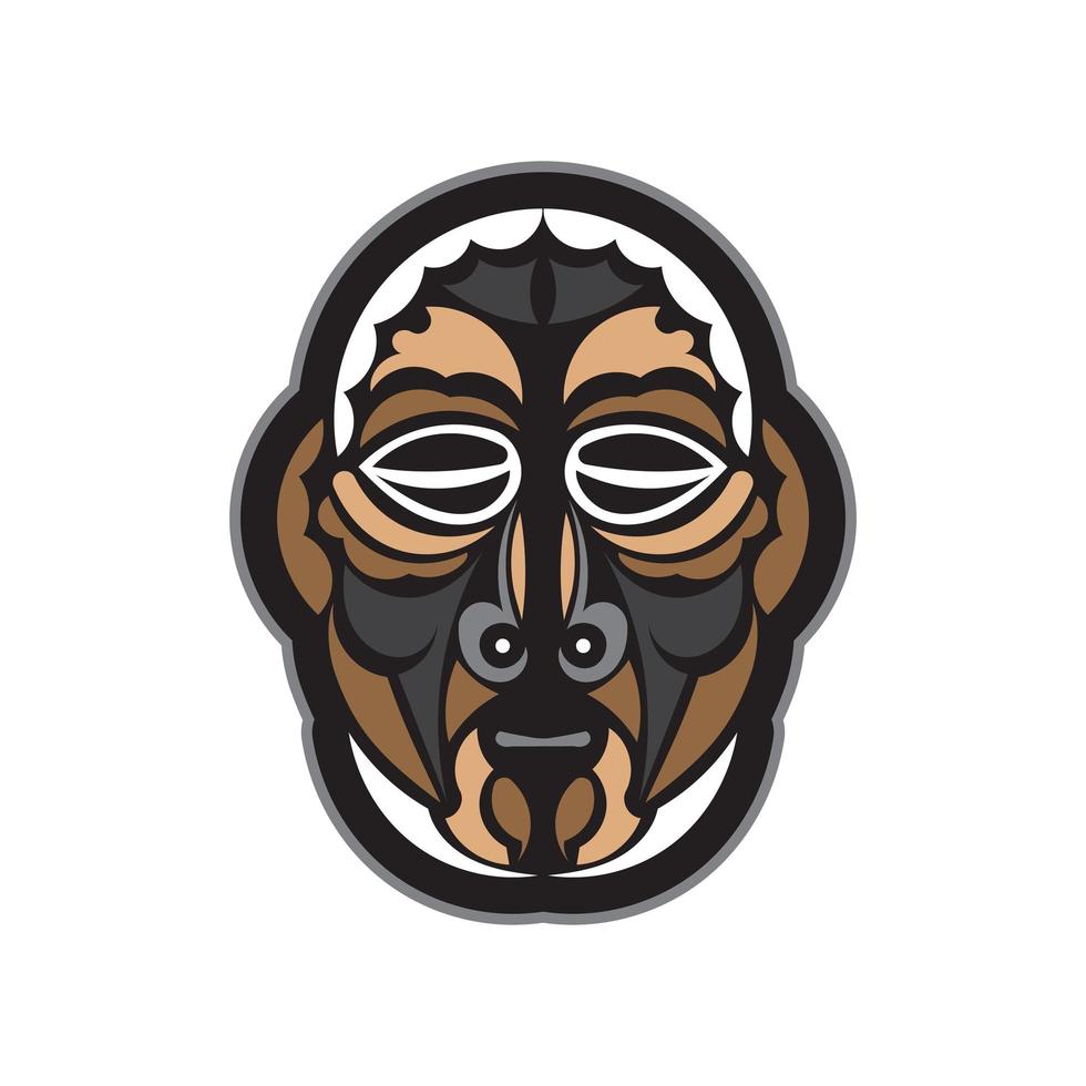 Tiki mask in Hawaiian style. Good for t-shirt prints, cups, phone cases and tattoos. Isolated. Vector illustration.