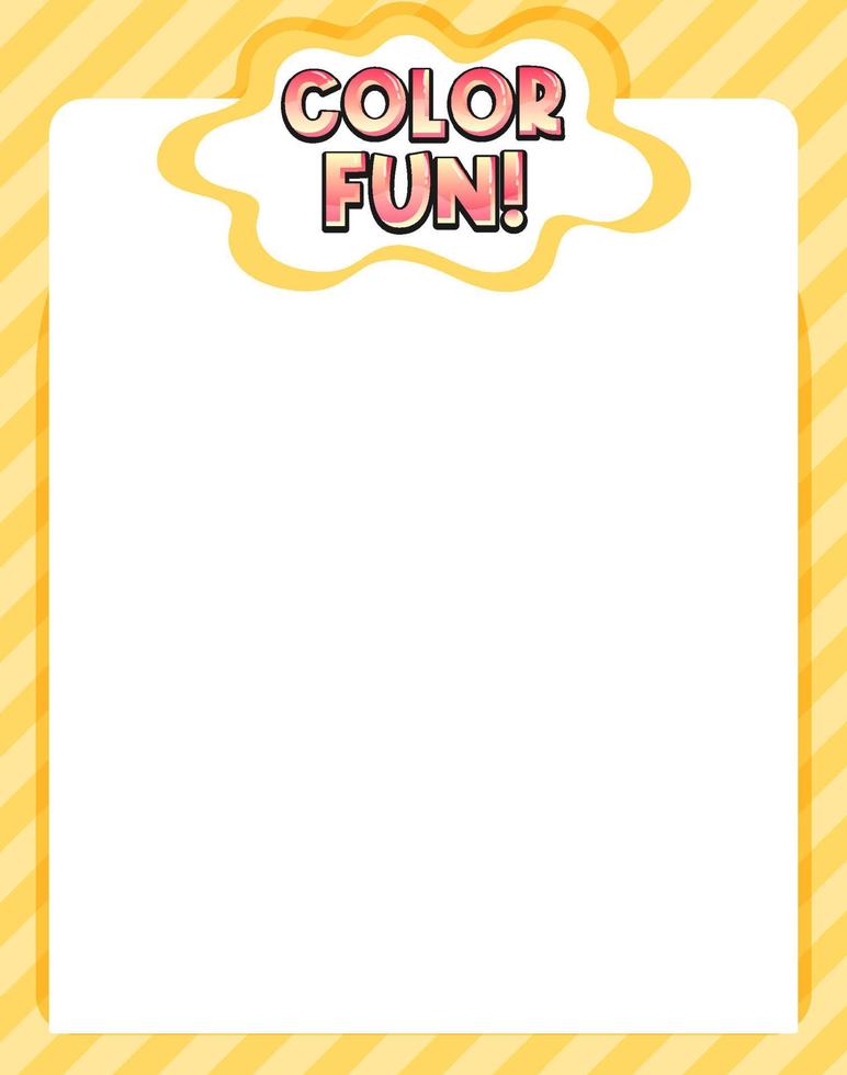 Cute blank yellow color border for worksheet vector