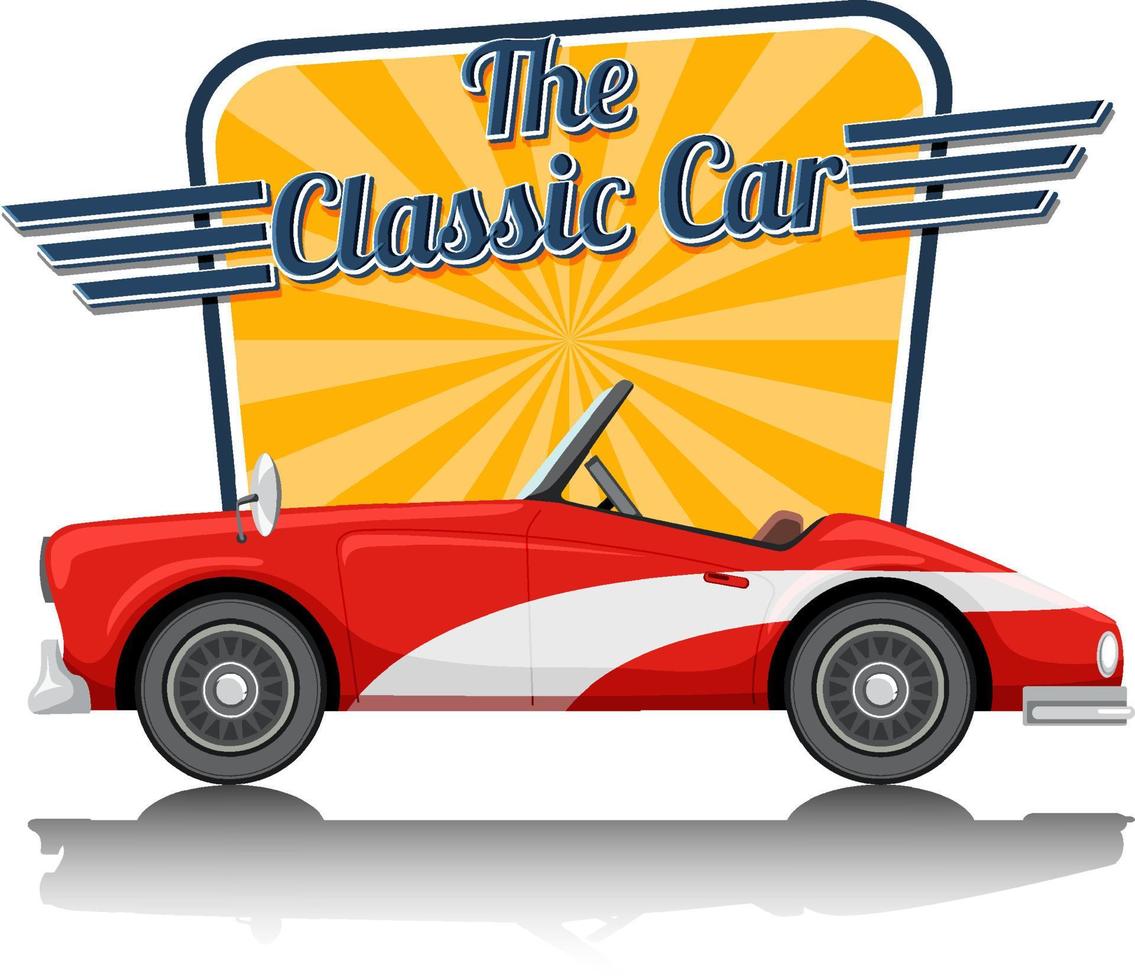 Classic car logo with classic car on white background vector
