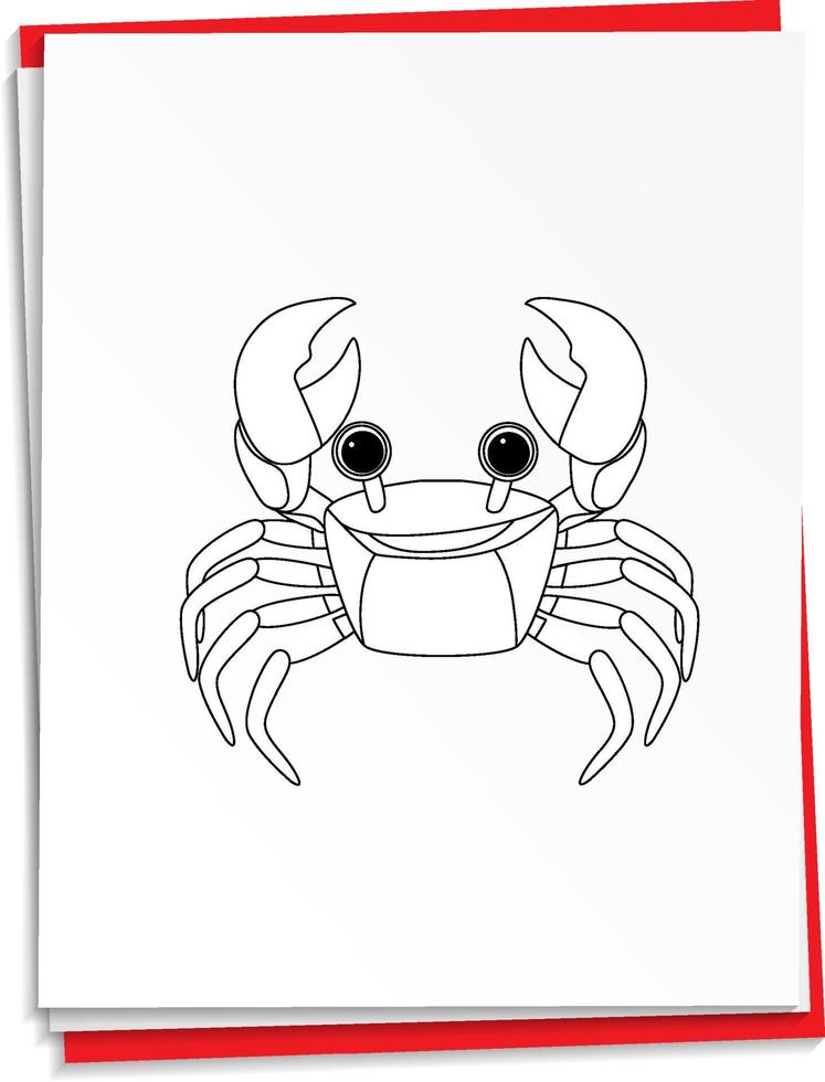 Hand drawn crab on paper vector