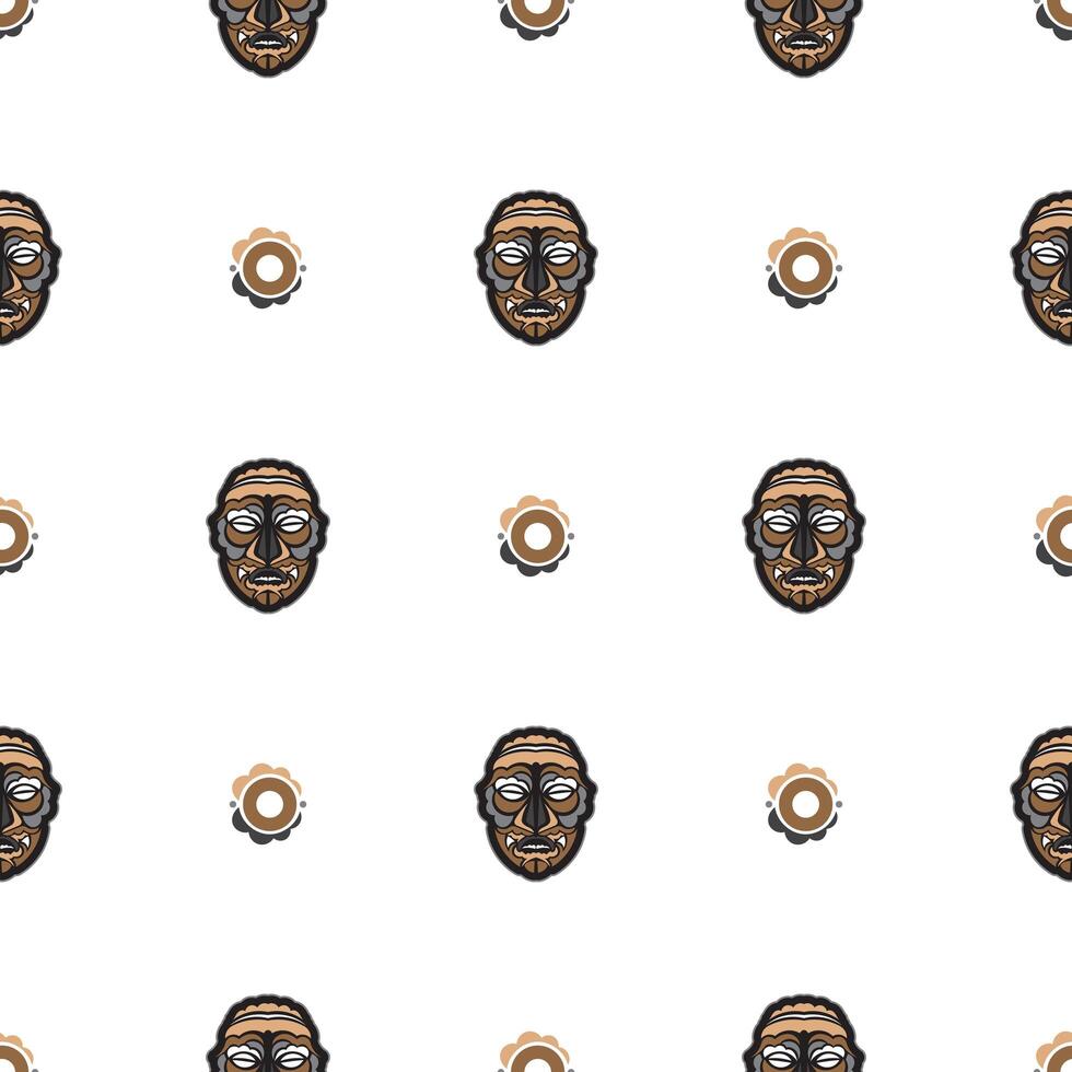 Seamless pattern with mask in Maori style. Polynesian style tiki. Good for backgrounds and textiles. illustration vector