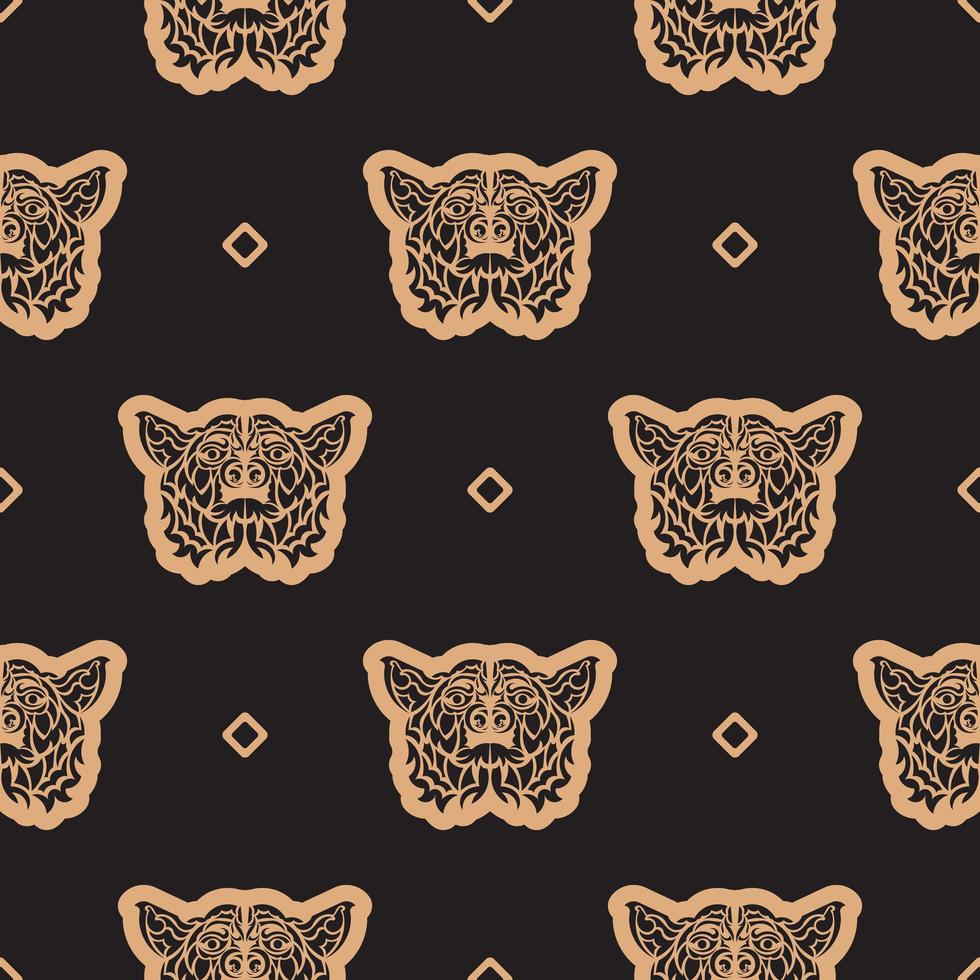 Seamless pattern with a dog's face in simple style. Good for backgrounds and prints. Vector