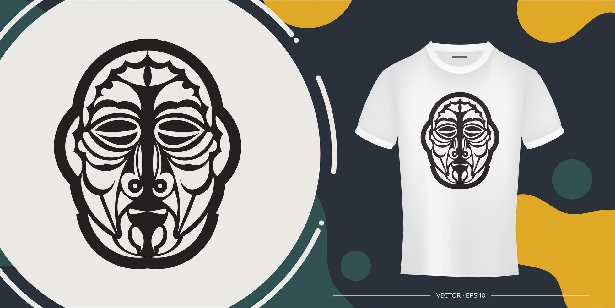 The face of the Warrior in the form of Maori patterns. A ready-made template for your print on a T-shirt, cup or mobile case. Vector