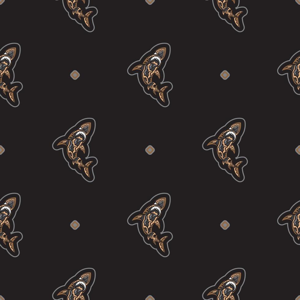 Seamless luxury pattern with sharks. Good for menus, postcards, books, murals and fabrics. Vector