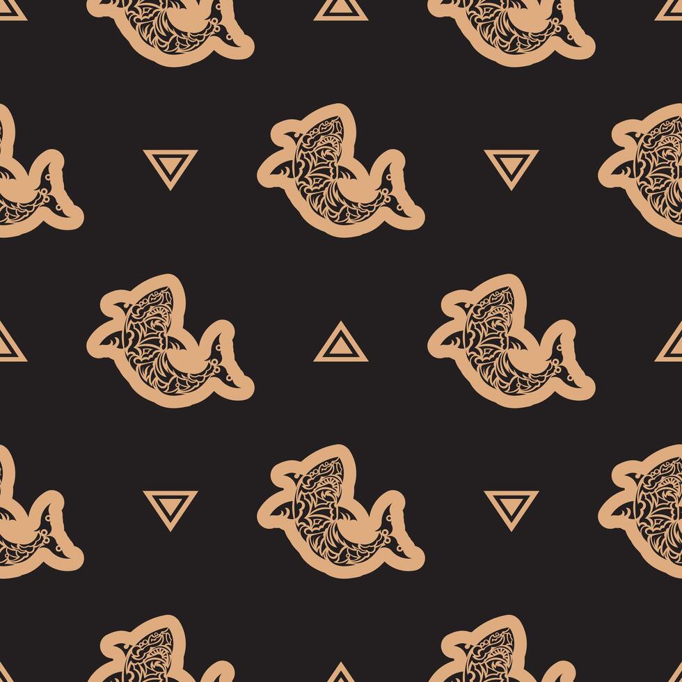 Seamless luxury dark pattern with sharks. Good for backgrounds, prints, apparel and textiles. Vector illustration.