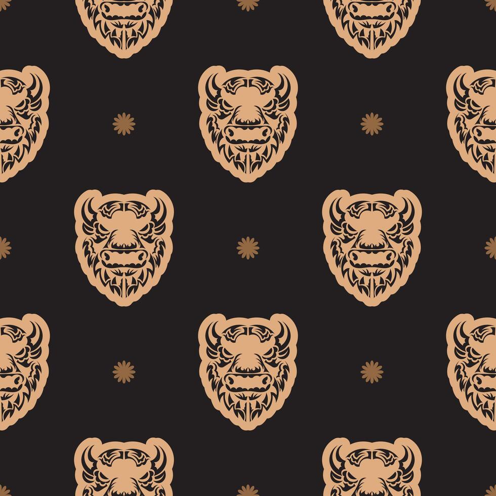 Seamless pattern with the face of the Bull. Good covers, fabrics, postcards and printing vector