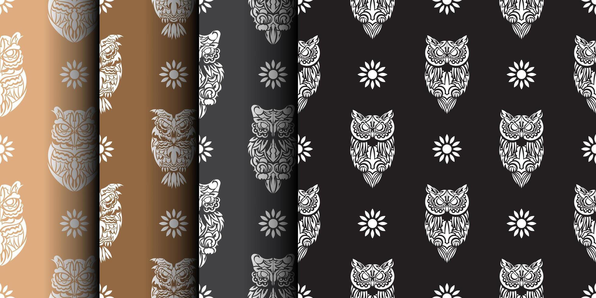 Simple owl seamless pattern in boho style. Good covers, fabrics, postcards and printing. vector