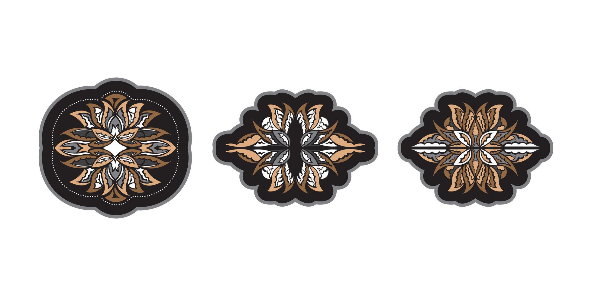 Set of lotus pattern in Simple style. Color Print. Isolated. Vector illustration.