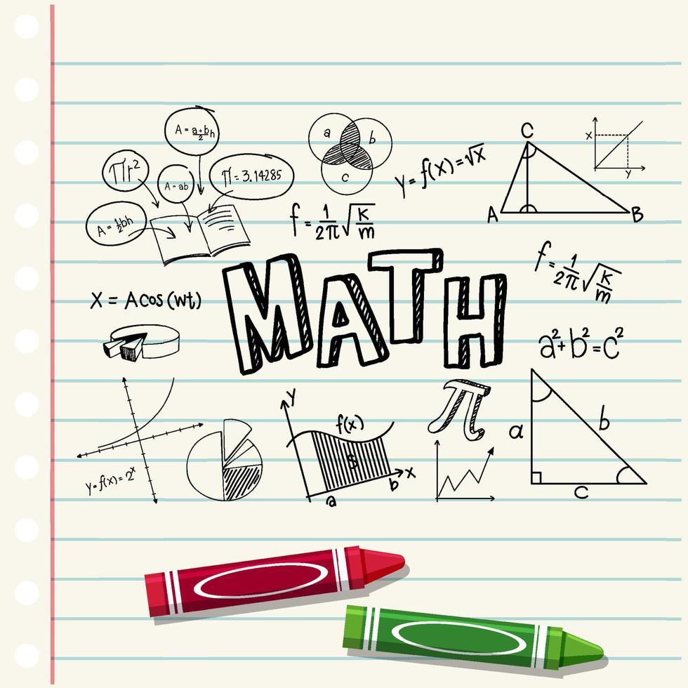 Doodle math formula with Mathematics font on notebook page vector