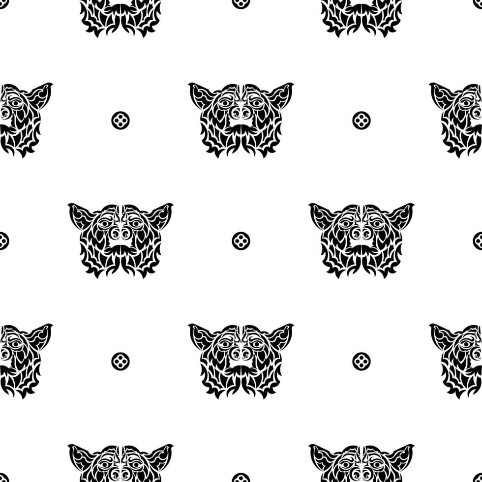 Black-white seamless pattern with a dog's face. Good for backgrounds and prints. vector