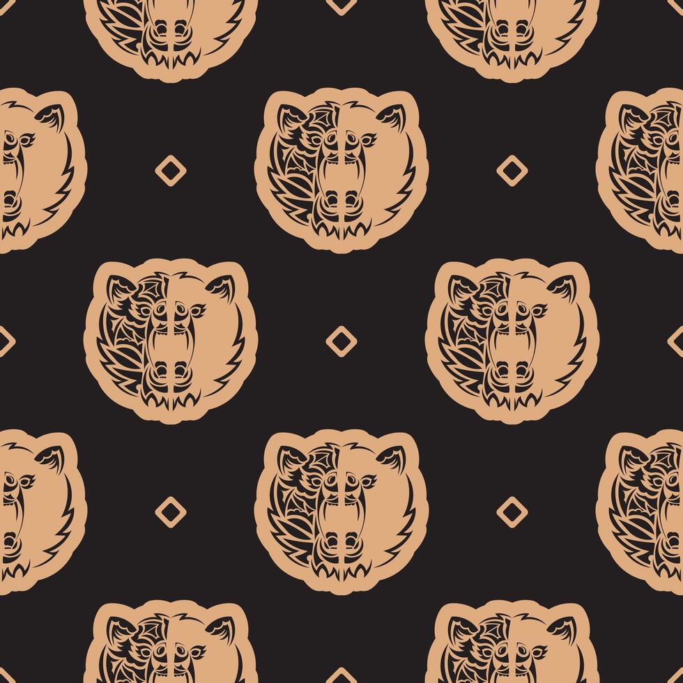 Seamless pattern with BEAR FACE in Simple style. Good for backgrounds, prints, apparel and textiles. vector
