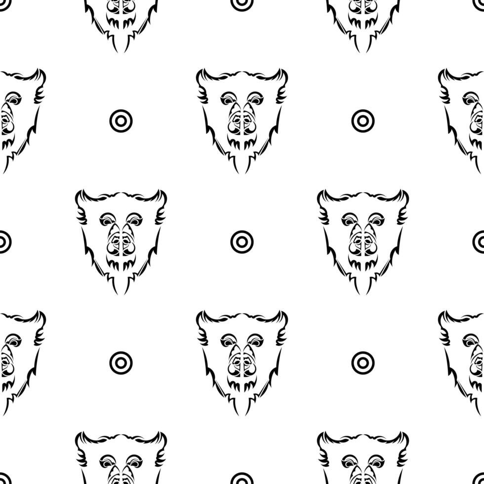 Black-white seamless pattern with a dog's face. Good for garments, textiles, backgrounds and prints. illustration. vector