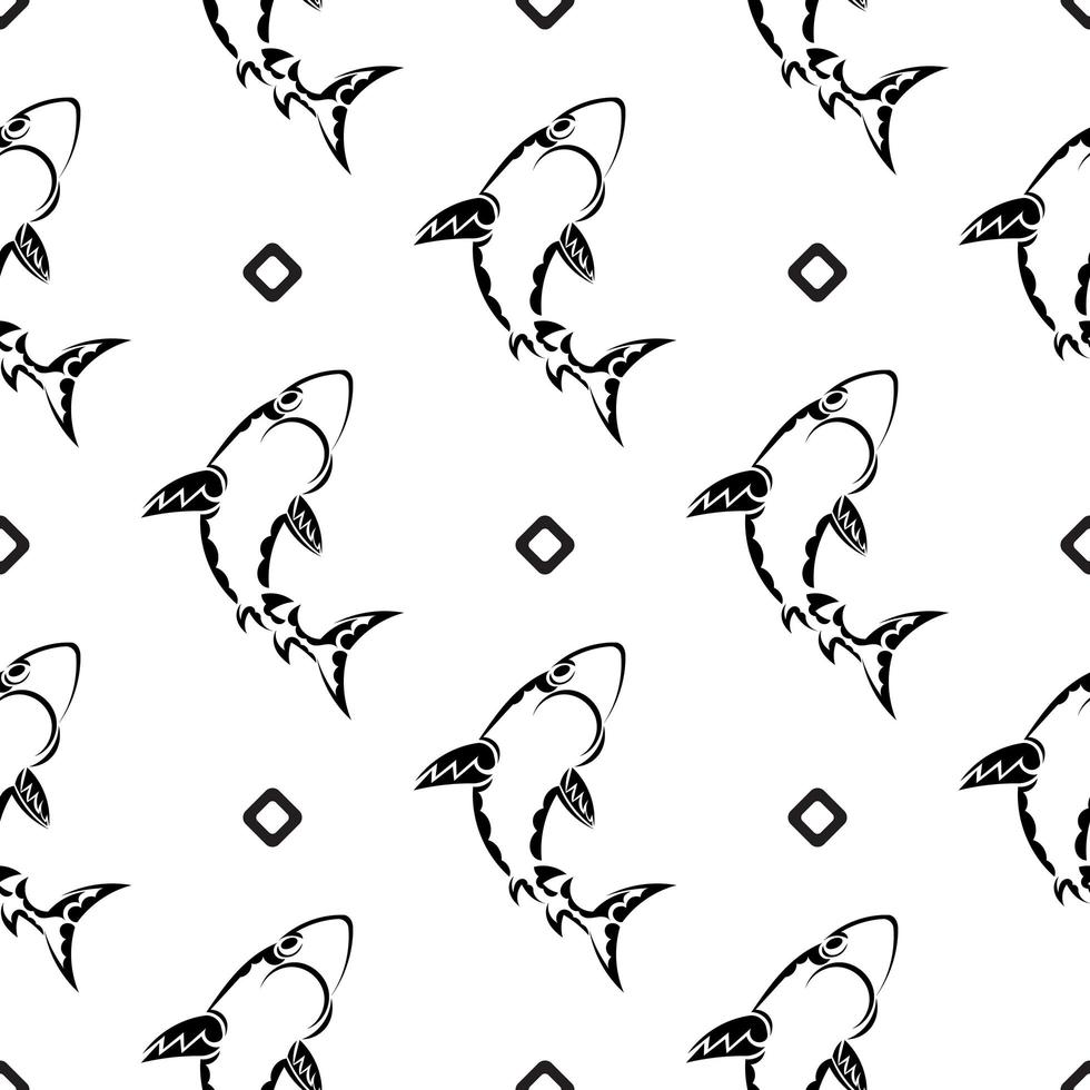 Hand drawn shark seamless pattern and background design for printing vector