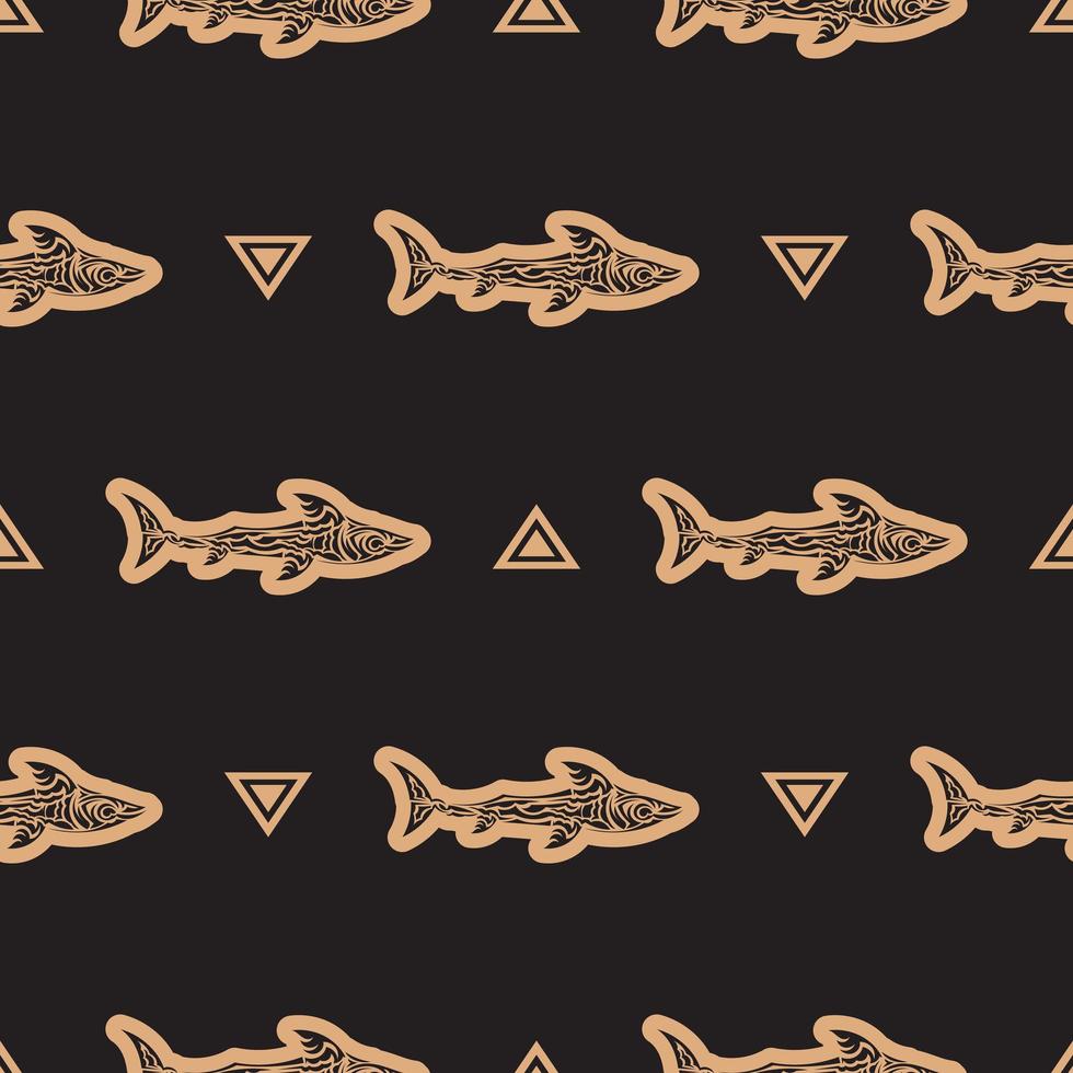 patrón oscuro de lujo sin costuras con tiburones. bueno para prendas, textiles, fondos y estampados. vector