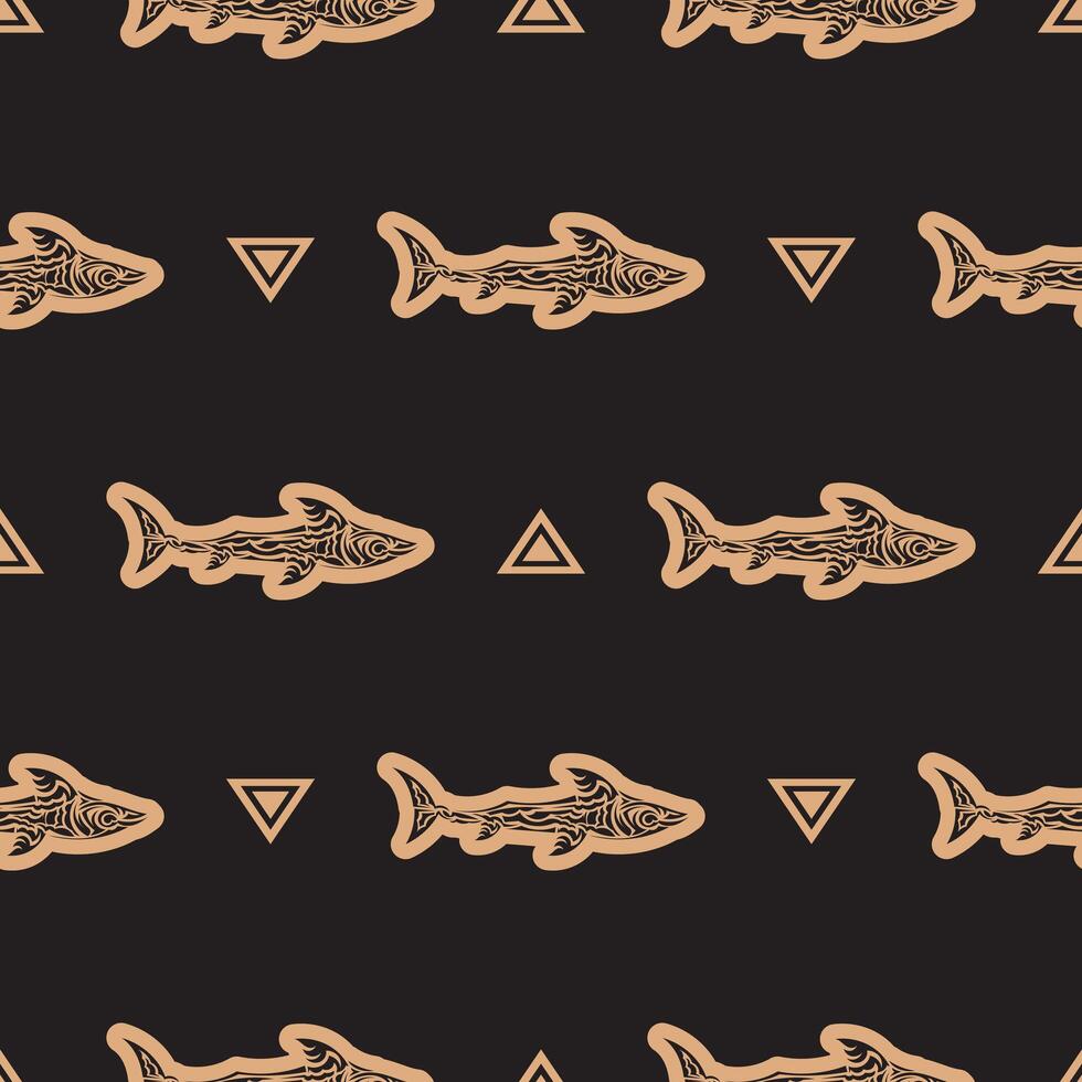 Seamless luxury dark pattern with sharks. Good for garments, textiles, backgrounds and prints. Vector