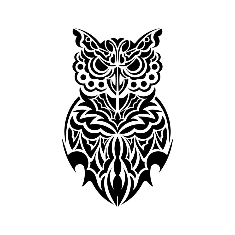 Owl tattoo isolated on white background. Vector illustration.